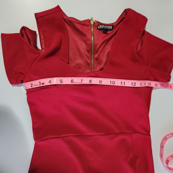 Express Red Cold Shoulder Cocktail Dress - Size 2 - Picture 10 of 14